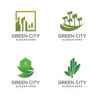 Green city logo vector design with creative element and modern style concept