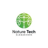 Nature tech logo vector design illustration with creative element concept