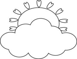 vector linear drawing sun with cloud