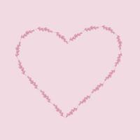 pink heart made of leaves vector