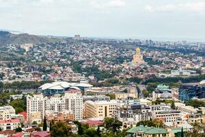 above view of Tbilisi city with Sameba church photo