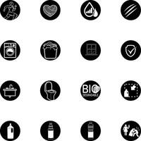 Negative black and white home cleaning icons vector