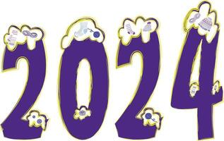Modern Happy New Year 2024, numbers with winter fabrics. vector