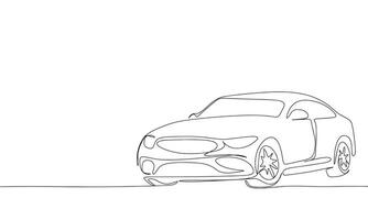 One line continuous line car. Line art automobile outline. Hand drawn vector art