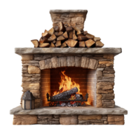 AI generated Outdoor fireplace isolated on transparent background png