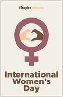internacional De las mujeres día concepto día festivo. 8 marzo. Campaña 2024 inspirar inclusión. modelo para bandera, tarjeta, póster, antecedentes. plano vector ilustración