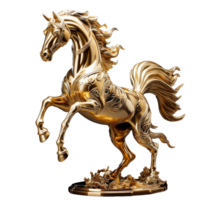 ai gegenereerd gouden paard PNG geïsoleerd Aan transparant achtergrond