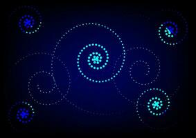 Spiral and dot circle modern on blue abstract background. Swirling from small glowing particles. vector