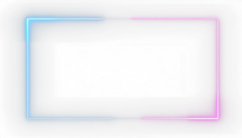 AI generated Square rectangle picture frame with two tone neon color motion graphic on isolated black background. Blue and pink light moveing for overlay element. 3D illustration rendering. png