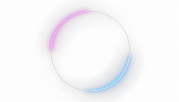 AI generated Round circle picture frame with two tone neon color shade motion graphic on isolated black background. Blue and pink light moving for overlay element. 3D illustration rendering. png