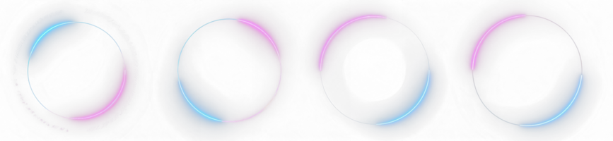 AI generated Round circle picture frame with two tone neon color shade motion graphic on isolated black background. Blue and pink light moving for overlay element. 3D illustration rendering. png