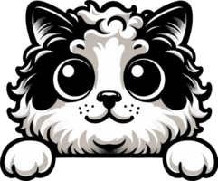 AI generated Cute black and white peeking cat Png. This Design use your own prints and many other task png