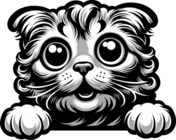 AI generated Cute black and white peeking cat PNG. This Design use your own prints and many other task png