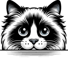 AI generated Cute black and white peeking cat Png.This Design use your own prints and many other task png