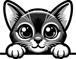 AI generated Cute black and white peeking cat PNG. This Design use your own prints and many other task png