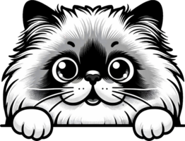 AI generated Cute black and white peeking cat PNG. This Design use your own prints and many other task png