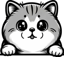 AI generated Cute black and white peeking cat PNG. This Design use your own prints and many other task png