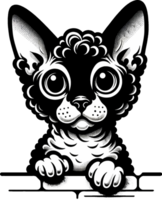 AI generated Cute black and white peeking cat PNG. This Design use your own prints and many other task png