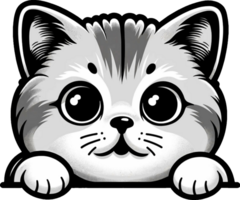 AI generated Cute black and white peeking cat PNG. This Design use your own prints and many other task png