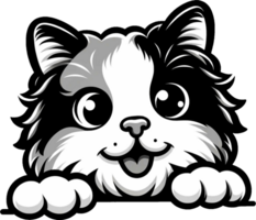 AI generated Cute black and white peeking cat Png.This Design use your own prints and many other task png