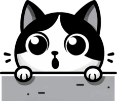 AI generated Cute black and white peeking cat PNG. This Design use your own prints and many other task png