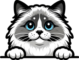 AI generated Cute black and white peeking cat Png.This Design use your own prints and many other task png