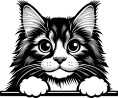 AI generated Cute black and white peeking cat PNG. This Design use your own prints and many other task png