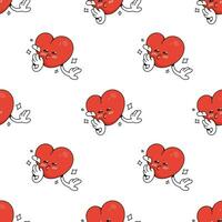 Red heart. Cute funny cartoon character. Seamless pattern. Vector background for February 14th. Happy Valentine's Day concept. Romantic talisman.