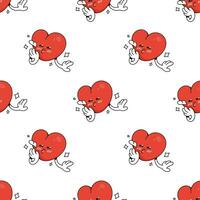 Red heart. Cute funny cartoon character. Seamless pattern. Vector background for February 14th. Happy Valentine's Day concept. Romantic talisman.