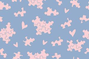 Seamless pattern of puzzles.Puzzle seamless background. Colored tiles on a blue background. Vector illustration