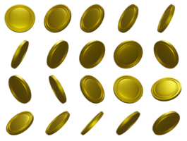 Gold Simple Bright Coins FULL set PNG. Transparent background png