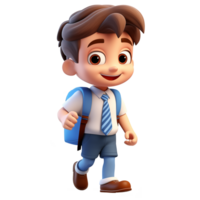 AI generated Boys go to school happily, cute 3d design. Suitable educational and design elements png