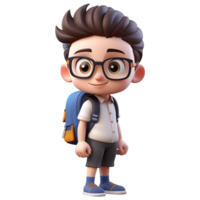 AI generated Boys go to school happily, cute 3d design. Suitable educational and design elements png