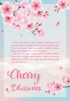 Square cherry blossom template, greeting card, background vector