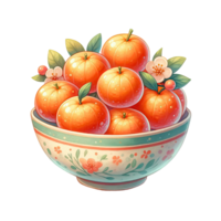 AI generated A bowl of mandarin oranges celebrates the Chinese New Year png