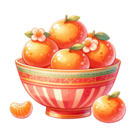 AI generated A bowl of mandarin oranges celebrates the Chinese New Year png