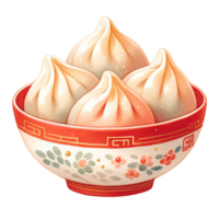 AI generated A bowl of dumpling celebrates the Chinese New Year png
