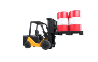 Forklift lifting fuel tank with Austria flag on transparent background, PNG file