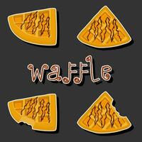 Illustration on theme big kit different types biscuit waffle with cell, dessert cookie vector