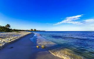 Tropical Caribbean beach clear turquoise water Playa del Carmen Mexico. photo