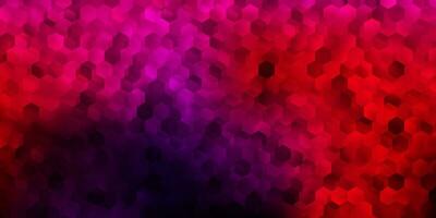 Dark pink, red vector texture with colorful hexagons.