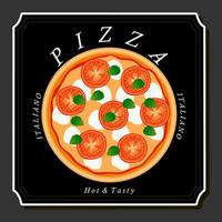 ilustración en tema grande caliente sabroso Pizza a pizzería menú vector