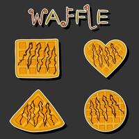 Illustration on theme big kit different types biscuit waffle with cell, dessert cookie vector