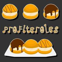 ilustración en tema Fresco dulce sabroso Profiteroles de consistente varios ingredientes vector