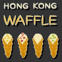 Illustration on theme big kit different types cone waffle with bubbles for dessert biscuit vector