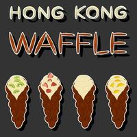 Illustration on theme big kit different types cone waffle with bubbles for dessert biscuit vector