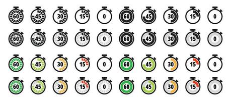 timer and stopwatch icon bundle time left progress icon vector