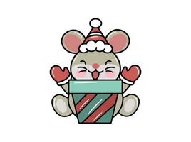 Merry Christmas with Mouse Cartoon Illustration vector