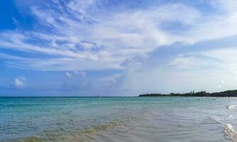 Tropical Caribbean beach clear turquoise water Playa del Carmen Mexico. photo