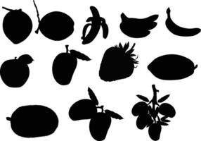 set of fruit Silhouette design on a white background vector